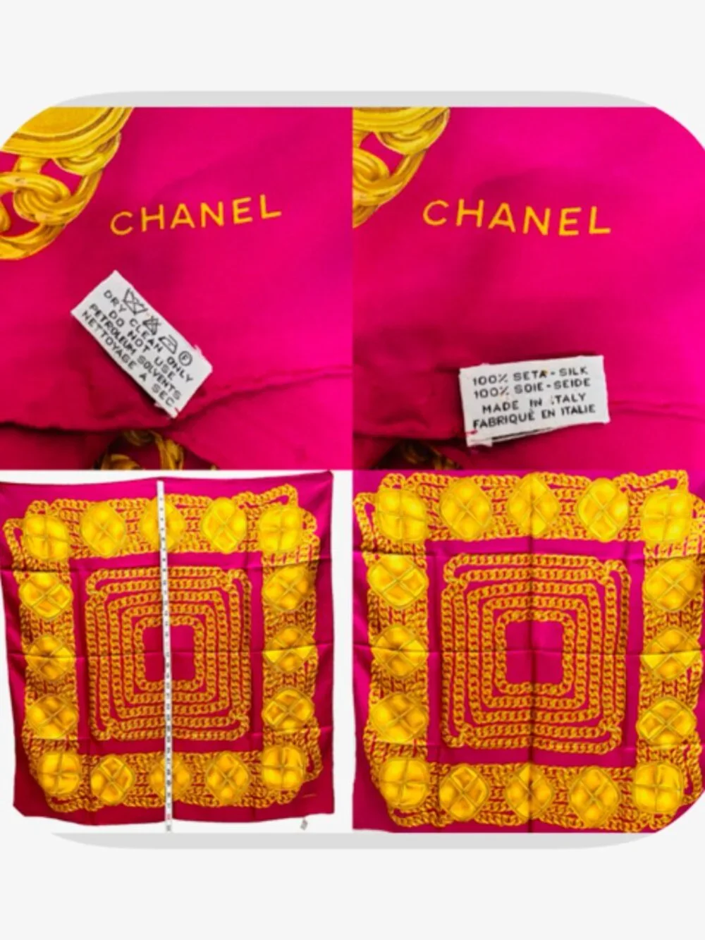 Beautiful CHANEL Itlay made   100%  silk scarf 34